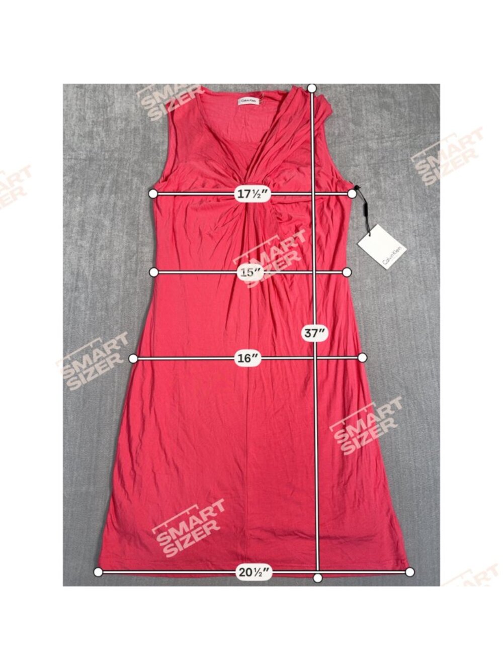 Calvin Klein Coral Sleeveless Twist Front Sheath Dress 10 Rayon Blend Stretchy - Picture 2 of 14